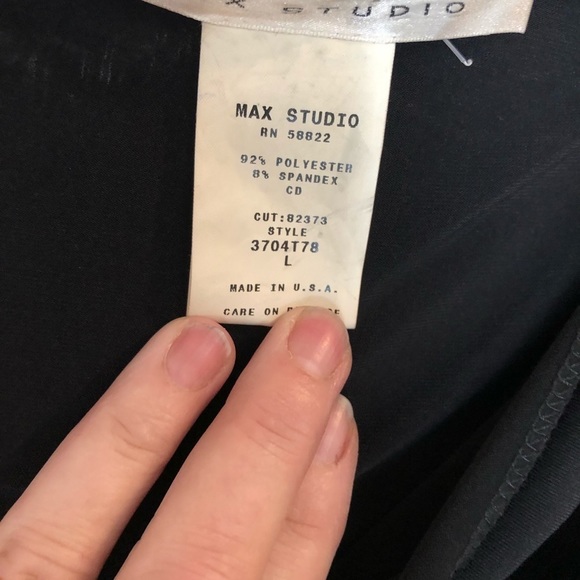 Max Studio size Med-LG black set long sleeve top pull on shirred leg pant - Picture 8 of 15